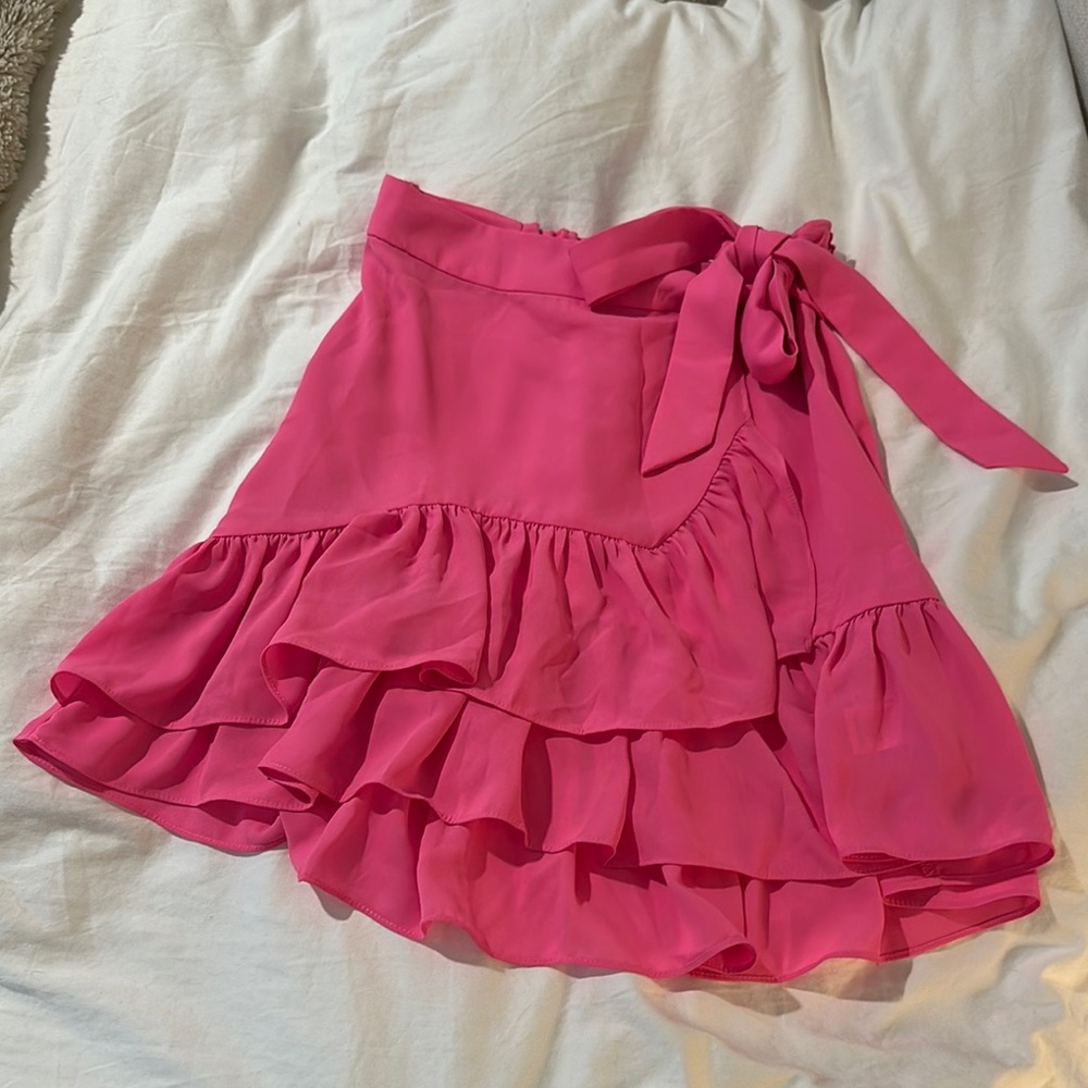 Lilly Pulitzer Pink Ruffled Wrap Mini Skirt